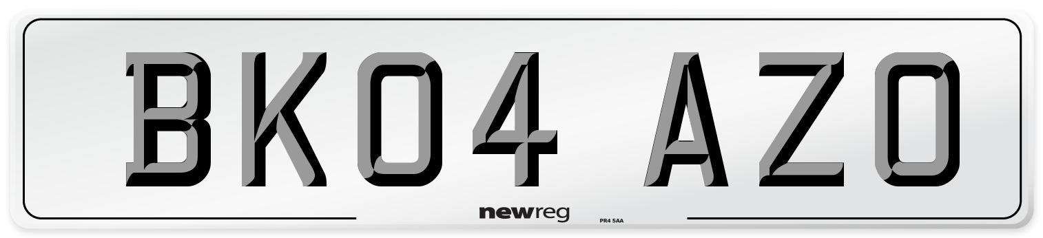 BK04 AZO Number Plate from New Reg